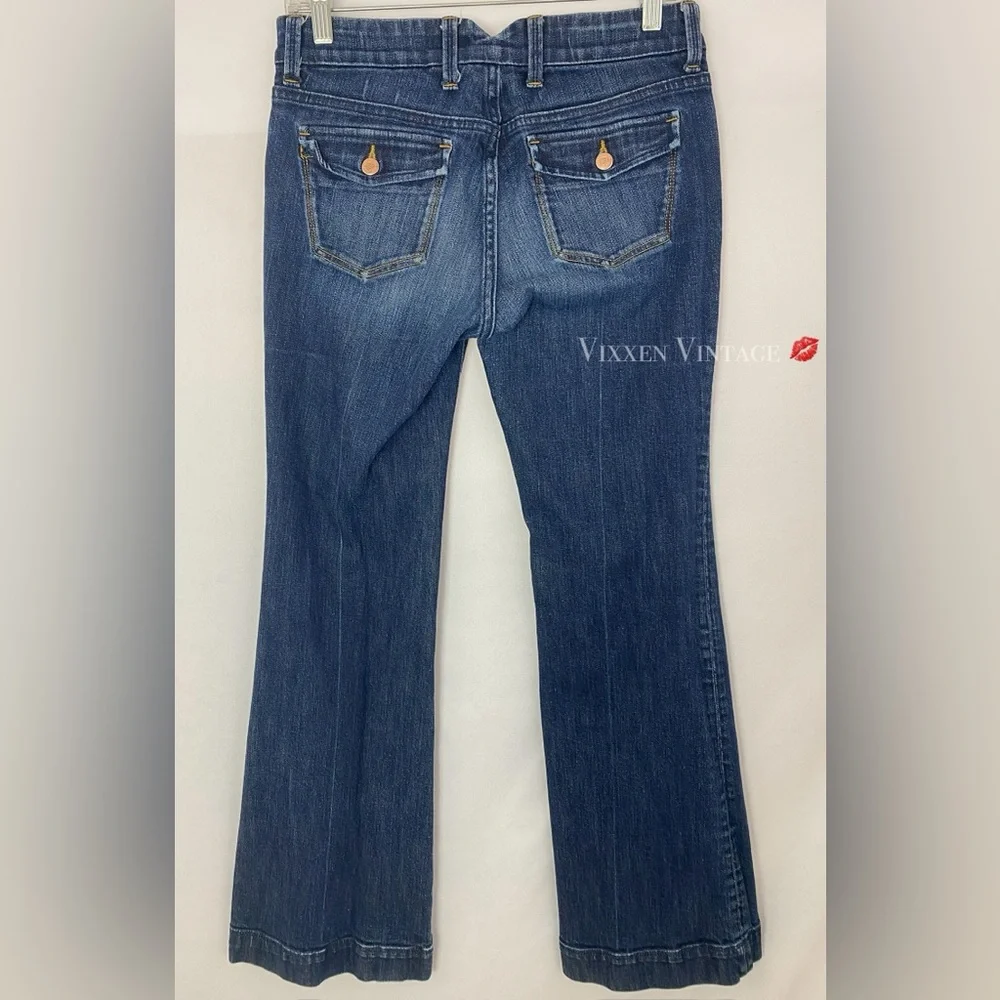 VINTAGE Y2K BANANA REPUBLIC LOW RISE FLAP POCKET 'CLASSIC WIDE-LEG' TROUSERS - Picture 6 of 7